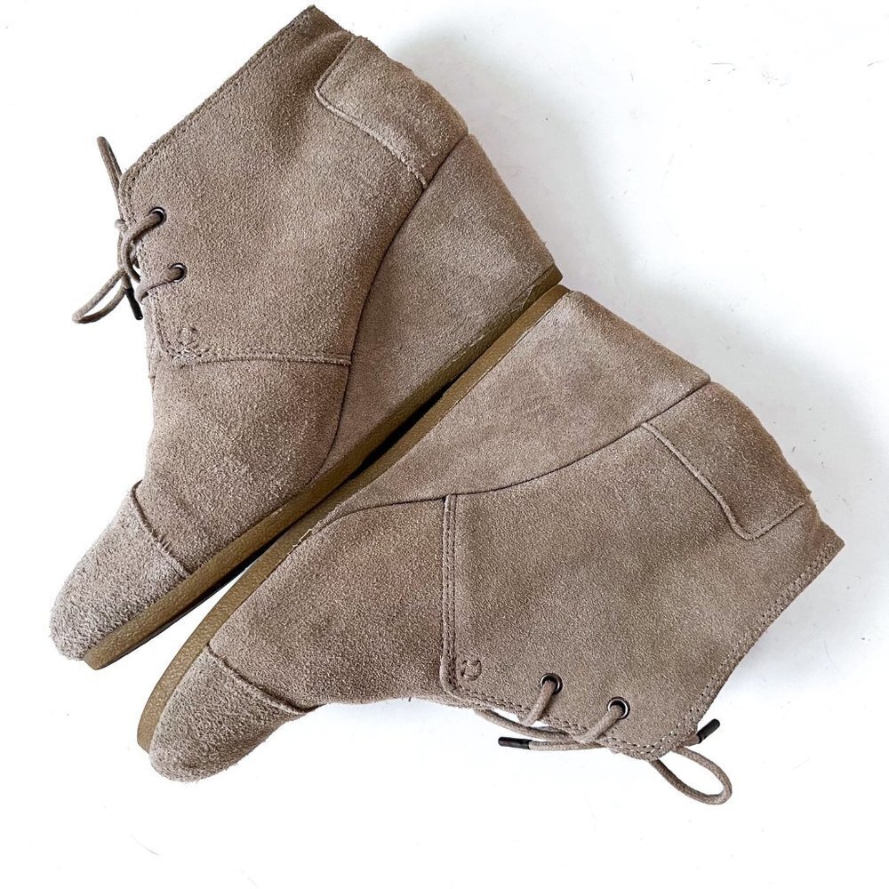 TOMS | Taupe, Desert Wedge Booties, Size 10 - Picture 3 of 10